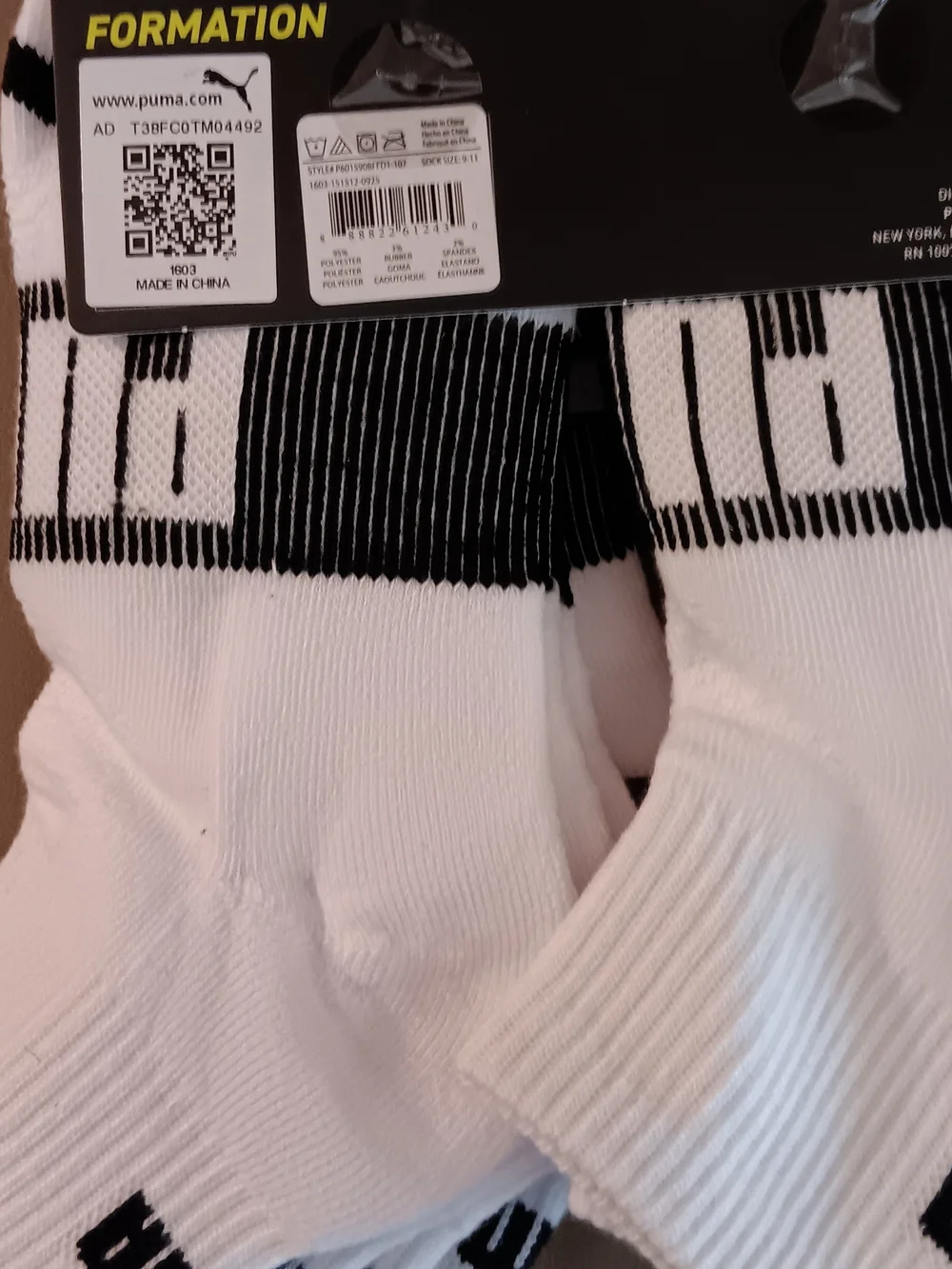 Puma Women's White & Black Training Quarter Socks - 6 Pack